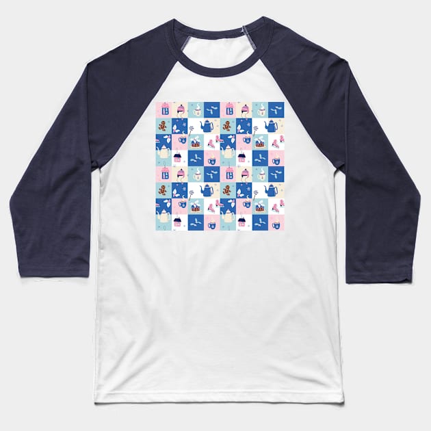 Abstract Christmas geometric pattern Baseball T-Shirt by DanielK